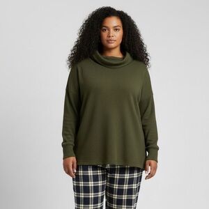 Chelsea & Theodore Forest Green Cowl Neck Sweater size 2X